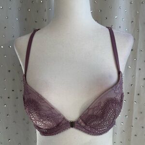 Elegant Lace Underwire Bra - Purple